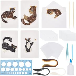 WEBEEDY 20 Sets Cute Cat Paper Quilling Kit for Adults Beginners DIY Kitten Greeting Cards Making Kit with Instruction Animal Pet Cat Card for All Occasions for Birthday,Mothers Day,Thanksgiving