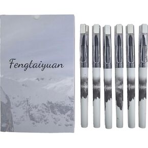 Fengtaiyuan LQB05P6 Straight Liquid Ballpoint Pen - Black Ink, 0.5mm Bullet Head, Smooth Writing, 6 Count (BlackLQB05P6)