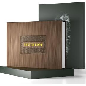 CAGIE Hardcover Sketch Book for Drawing, Art Paper Sketchbook 185 GSM, 11.7" x 8.9" Large Sketchbook with Thick Paper Sketchbook for Artist Drawing, Boxed for Gifts, 60 Sheets, Brown