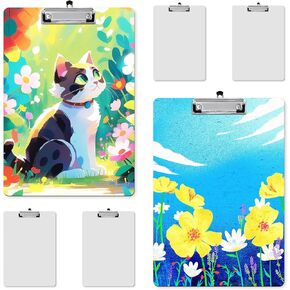 6 Pack Sublimation Clipboard Blanks, 12.4" x 8.8" MDF Clipboard Standard A4 Letter Size with Low Profile Clip Sublimation Office Supplies Clipboard for DIY and Custom Design Work (Double-sided design）