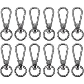 uxcell 12 Pcs Swivel Clasp Hooks, 0.39 Inch D Ring Swivel Purse Clips for Handbags, Purse Strap Hardware for Bag Making, Push Gate Lobster Clasp, Grey