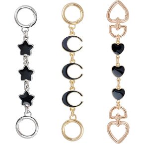 Pistha 3 PCS Bag Extender Chain Moon Star Heart Purse Strap Extender for Handbags Schoolbag Purse Making Supplies