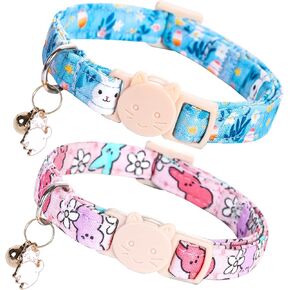 Lionheart glory Cat Collar Breakaway with Bell & Pendant Pink Plaid Chickens 2 Pack Cute Kitten Collar Soft Adjustable Safety Cat Collars for Girl Cats Pet Gift