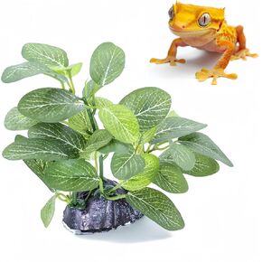 Reptile Artificial Plants, Terrarium Plants Decorations Supplies, Amphibian Habitat Hideout Tank Accessories, Rainforest Ground Plant (H)