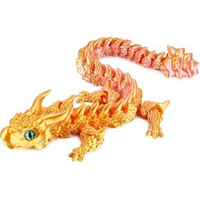 Wesadn 3D Dragon Printed Dragon ، 3D Printed Animals 3D Printed Toys Dragon مع مفاصل مرنة ثلاثية الأبعاد Dragon Toy 12 Inch Multi Multi For Home Office Decor Executive Toys ، Gold Gold