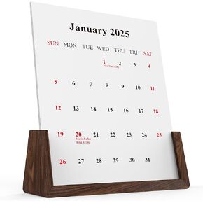 2025 2026 Desk Calendar with Beech Wood Stand 6x7.5 Inches 26-Month Tabletop Décor Calendar (Beech Wood)