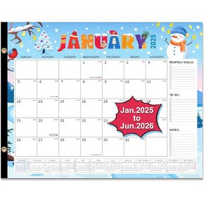 Large Calendar 2025-2026, 18 Months Desk Calendar from January 2025 to June 2026, Size 22" x 17" for Organized Planning, Desktop/Wall Monthly Calendar for Home Office and School, 12 Different Holiday Themes