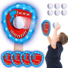 مجموعة ألعاب الكرة والقبض على لعبة Light-Up Kids Baseball Glove Sticky Mitt و Velcro Ball و Coot Games للأطفال الذين تتراوح أعمارهم بين 3 و 12 عامًا ، والكرة القدم والبيسبول.