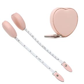 yueton 2 Pack 59 Inch Body Measuring Tape Cute Pink Heart Shaped Leather Retractable Dual Sided Ruler for Sewing Tailors Medical Body Measurements
