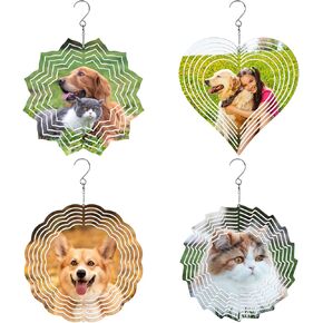 4 pcs 8 inch Sublimation Wind Spinner Blank,Hanging Wind Spinners Sublimation Blanks,Aluminum Metal Wind Sculptures,Indoor Outdoor Garden Decoration