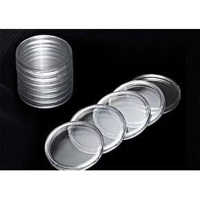 10PCS Round Coin Holder Storage Capsules,37m Applied Round Clear Cases Coin Storage Capsules Holder Round Plastic,Forms, Recordkeeping and Money Handling