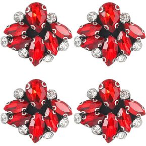 uxcell 4Pcs Handmade Beaded Patches, Glass Crystal Rhinestone Appliques, Sew on Beaded Patch for Clothing DIY Sewing Accessories, Gray