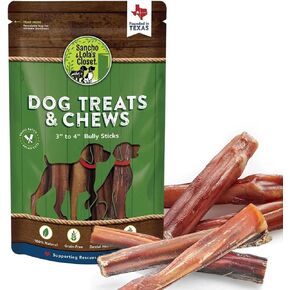 100% Natural 3 to 4-inch Bully Sticks by Sancho and Lola’s (10 Ounces) Healthy, High Protein Dog Chews - Natural Scent Dogs Love