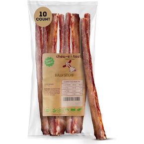 chew-e&tasty 12" Thick Bully Sticks for Dogs (Pack of 10) - Thick Chews for Dogs, Fully Digestible Beef Treats, Supports Dental Health, Long Lasting Beef Chews