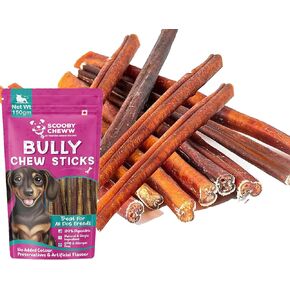 Odorless Thick Dog Bully Sticks (6 Inch 8 pcs) Per Bag High Protein 100% Beef Pizzle Chews for Aggressive Chewers Grain & Rawhide Free Bully Bones Long Lasting Dental Pets Treats for Puppies 5.3oz