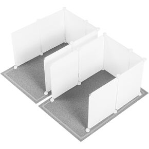 MEEXPAWS 2 Set Extra Large Cat Litter Box Enclosure Splash Guard 27×20 in| Large Cat Litter Mat | Easy Clean (White)