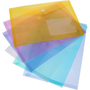 STOBOK 30pcs Transparent File Bag Snap Button File Bag Clear File Organizer File Storage Folders with Pockets Plastic Document Bag Document Folder A5 Envelopes Zipper Office File Box