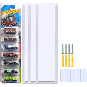 4 Pack Clear Model Car Display Case - Holds up to 40 Cars, Compatible with Hot-Wheels Packaged Cars, Toy Car Storage Organizer Wall Mount Toy Car Storage Display Case