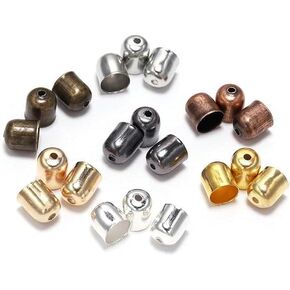 50 Pcs Multicolor Tassel Leather Cords Buckle End Tip Cap Suede Fiber Crimps End Beads Caps Metal Cord End Cap for Jewelry Making End Caps Supplies DIY Jewelry Findings (12 x 12mm)