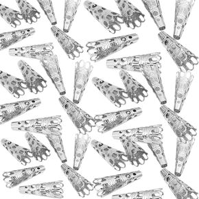 100Pcs/Lot Silver DIY Bugle Filigree Bead End Cap Cone Jewelry Findings 8X22mm,so shown Jewelry Findings