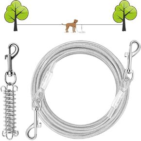 Dog Tie Out Cable 30 FT, Dog Leads for Yard Heavy Duty, Dog Lead with Detachable Shock Spring, Dog Cable for Large Dogs up to 160LBS,Dog Cables for Yard or Camping