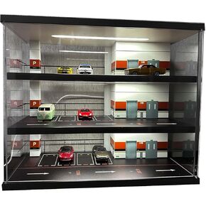 1/64 Die-Cast Car Display Case，Hot Diecast Wheels Display Case，Car Model Display Box with LED Light，Alloy Car Model Storage