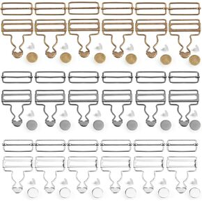 18 Sets Overall Buckles Metal Suspender Replacement Buckle Adjustable No-Sew Buttons Jeans Slider Clip Sub for Overalls Bib Pants Trousers DIY Art Clothing Craft, 38mm - 3 Color