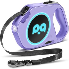 Retractable Dog Leash Upgraded Rechargeable with LED Light, One-Hand Brake and Unlock Tangle Free Pet Leashes 16ft/5m Nylon Tape for up to 88lbs Small Medium Large Dogs