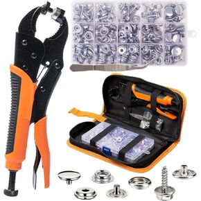 INNOVIO Snap Pliers for Metal Snaps, Heavy Duty Snap Fastener Tool Kit with 60 Sets15mm Snaps, Adjustable Snap Tool for Repairing Boat Cover, Canvas, Sewing, Tarps, Fabric