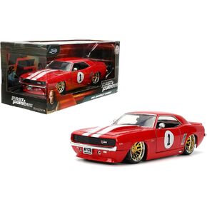 Jada Toys Fast & Furious 1:24 1969 Chevy Camaro Die-Cast Model Car, Detailed Exterior, Authentic Movie Replica, Collectible Toy – Ages 8+, Red