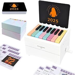 Piano Calendar 2025, Playable Piano Desk Calendar 2025, Swift Mini Piano Calendar with 52 Simplified Music Scores in 27 Cards, USB Rechargeable Mini Piano Gifts for Swift Fans Home Decor (White)