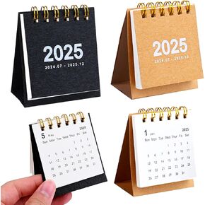 2Packs Mini Desk Calendar 2024-2025, Small Standing Flip Desk Calendar 2025, July 2024 until Dec 2025 Monthly Desktop Calendar for Daily Schedule School Office Supplies
