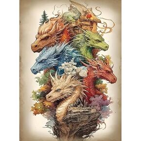 JFYHAB Dragon Diamond Painting Kits- Dragon Diamond Painting Kits for Adults, 5D Colourful Dragon Diamond Art Kits for Beginners DIY Full Drill Dragon Diamond Art for Home Wall Decor 12x16inch