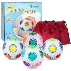 D-Fantix 4PCS Rainbow Puzzle Ball و Brain Teasers تململ ألعابًا للأطفال الذين تتراوح أعمارهم بين 3 سنوات.