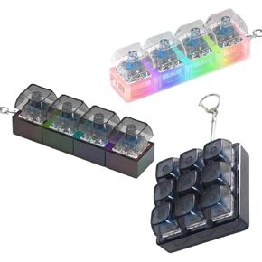 3 Pcs Clear Fidget Keyboard Toy for Adults Fidgets Clicker Toys with LED Lights Keychain Stress Relief for Anxiety Decompression (Black and White)