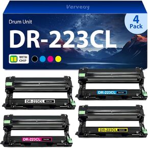 DR223CL DR-223CL Imaging Drum Unit Set 4-Pack Replacement with Brother DR223CL DR-223CL Printer Drum Unit for HL-L3210CDW HL-L3270CDW HL-L3290CW MFC-L3770CDW MFC-L3750CDW Printer (4-Pack,BK/C/M/Y)