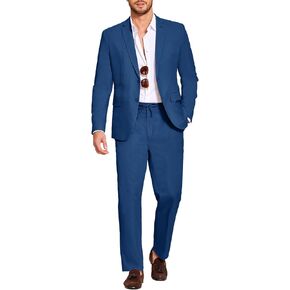COOFANDY Men's 2 Piece Linen Suits Set Regular Fit Casual Lightweight Blazer Jacket and Pants