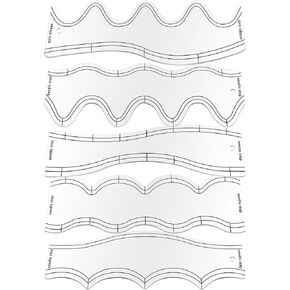 5 Pcs Wave Quilting Rulers and Templates Set, Quilting Ruler and Templates Waves Ruler Acrylic Quilting Templates for Machine Quilting Free Motion Quilting Stencils Wavelengths Sewing Rulers