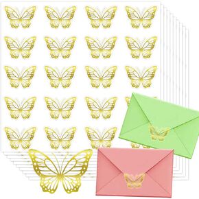 ملصقات الفراشة 600pcs ، ملصقات غلاف رقائق الذهب ، ملصقات الذهب الفراشة الذهب ، ملصقات ملصقات الفراشة الذهب ذاتية اللصق لملصقات دعوة الزفاف ، ملصقات مغلف الزفاف