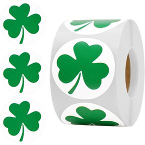 Anwyll St. Patrick's Day Shamrock Stickers,500Pcs 1.5Inch Shamrock Shape Stickers Roll,Self-Adhesive Green Irish Lucky Clover Stickers Round for Envelope Seal Card Craft Gift Wrap St Patrick Day Decor