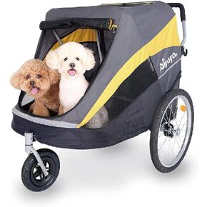 ibiyaya - Hercules Large Dog Stroller for Large Dogs and Cats - Convenient and Foldable, Spacious Room and Pneumatic Tires for a Smooth Ride - Black and Yellow