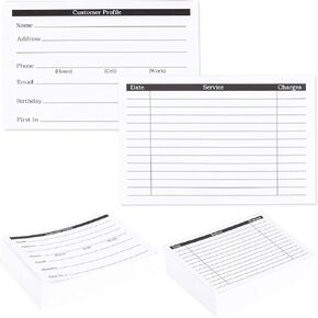 Okuna Outpost Client Profile Cards for Businesses & Stores (6 x 4 Inches, White, 100 Pack) - Customer Contact Information Cards