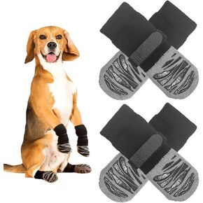 Dog Socks for Hardwood Floors Anti Slip Dog Grippy Socks for Senior Dog, Dog Socks to Prevent Licking Paws and Slipping Dog Paw Protector Dog Shoes Booties Socks for Hot/Cold Pavement (M, Strips)