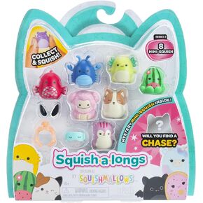 Squish-a-longs by Squishmallows 8 Pack (Style 3- W2) - (8) 1" Mini-Squish with (2) Accessories, (1) Ring, and a Collector’s Guide - Collect, Trade, & Play