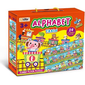 Learn ABCs with Fun! 24-Piece Alphabet Train Jumbo Floor Puzzle for Toddlers - Interactive Educational Toy for Ages 3+