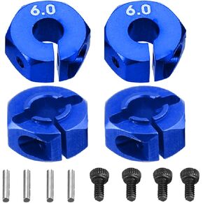 4PCS Vgoohobby 12mm 6.0 Wheel Hex Drive Hub Adapter Combiner Coupler with Pins Screws Compatible with HSP HPI Redcat Tamiya Traxxas RC4WD D90 1/10 RC Car,Navy Blue