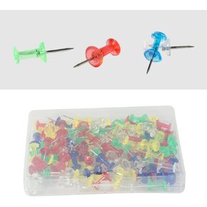 100 Pack Push Pins Tacks, Clear Plastic Head, Steel Point,Thumb Tacks for Bulletin Board,Stick Pins Thumb Tacks for Cork Board Wall Hangings (100, Colorful)