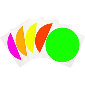ChromaLabel 4 Inch Round Colored Stickers, High Visibility Removable Sticky Dots Color Coding Labels, Easy to Write On Colored Dot Stickers - 5 Assorted Matte Finish Fluorescent Colors, 100 Stickers
