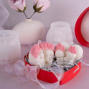 2Pack Rose Bear Animal Silicone Candle Mold Epoxy Resin Wax Mold Silicone Shapes Animal Mold for Candle Craft Making Wedding Gift Decoration