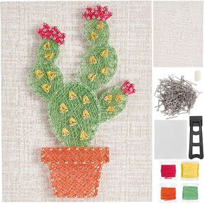 WEBEEDY DIY String Art Kit for Adults Beginners, DIY Cactus Nail String Craft Kit, Include All Necessary Accessories and Frame, Creative Craft Kits Home Wall Decorations Unique Gift